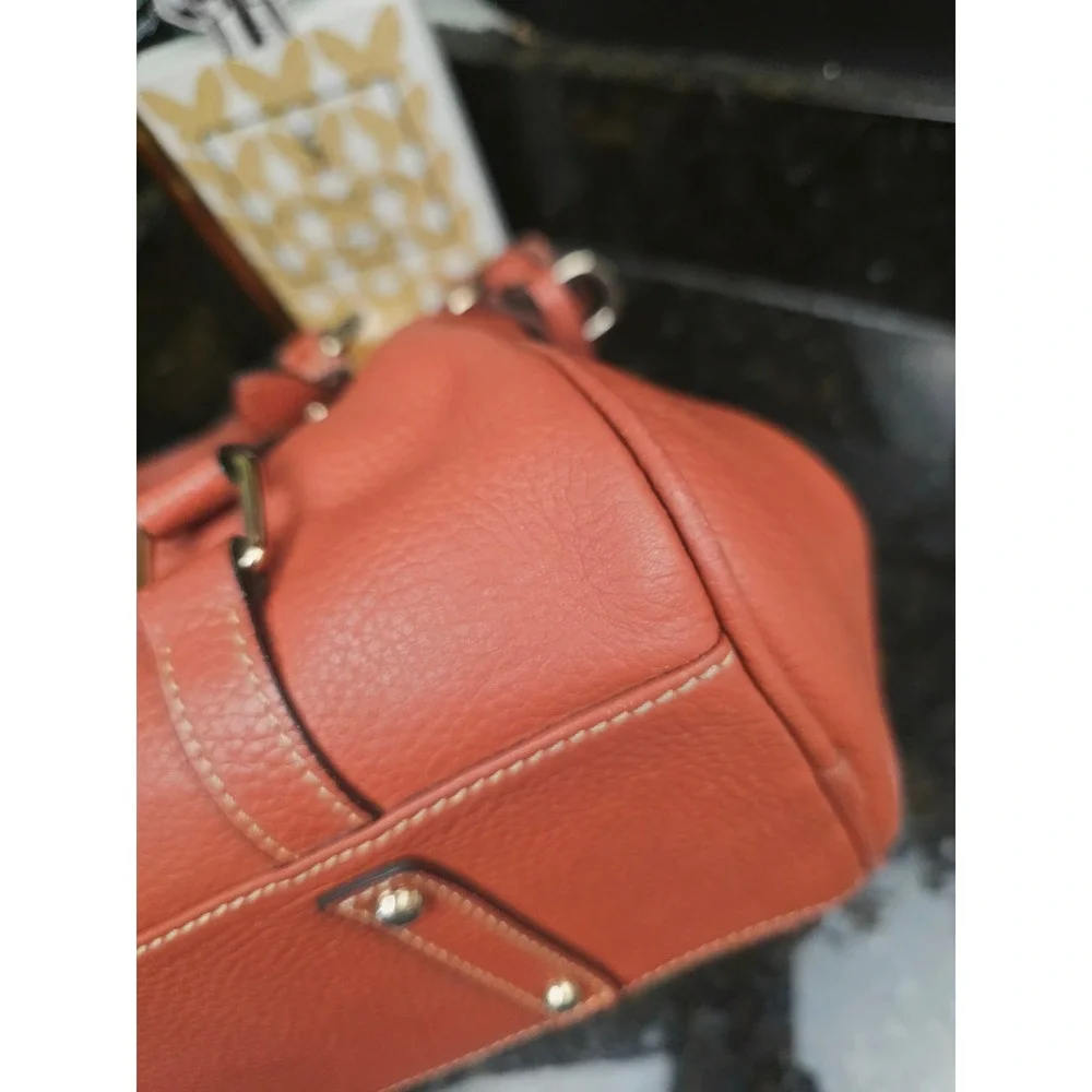 Dooney & Bourke Satchel Burnt Orange Pebbled Leather USA Tassel Crossbody Bag